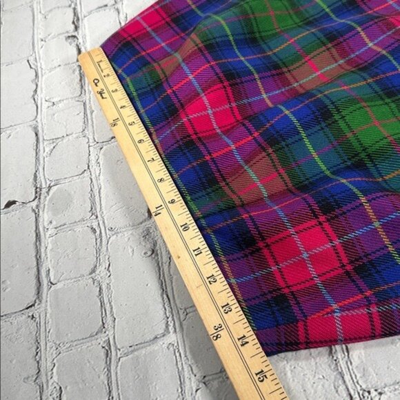 Vintage Talbots Plaid Wool Skirt size 12P 12 Petite Fuchsia Magenta Green Blue - Picture 9 of 16